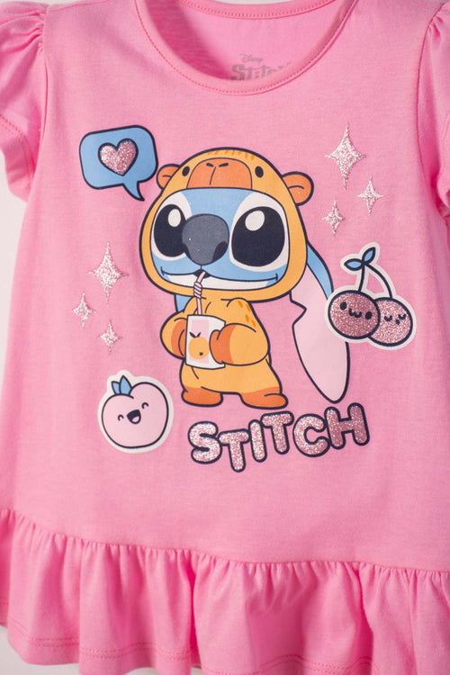 CONJUNTO DE STITCH Y CAPYBARA MULTICOLOR PARA NIÑA 2T A 6T
