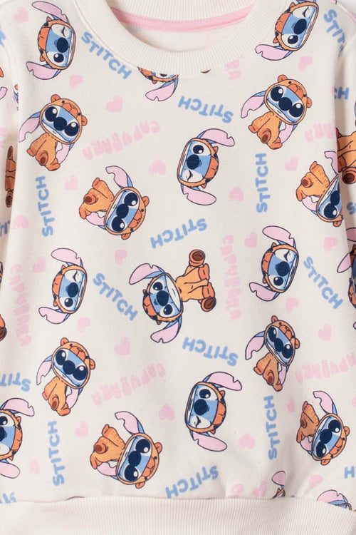 CONJUNTO DE STITCH Y CAPYBARA MULTICOLOR PARA NIÑA 2T A 6T