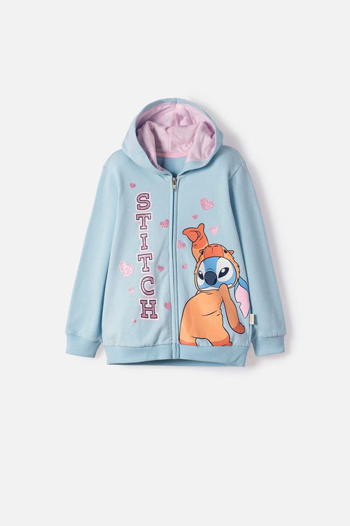 BUZO DE STITCH Y CAPYBARA AZUL PARA NIÑA 2T A 6T