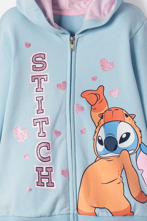BUZO DE STITCH Y CAPYBARA AZUL PARA NIÑA 2T A 6T