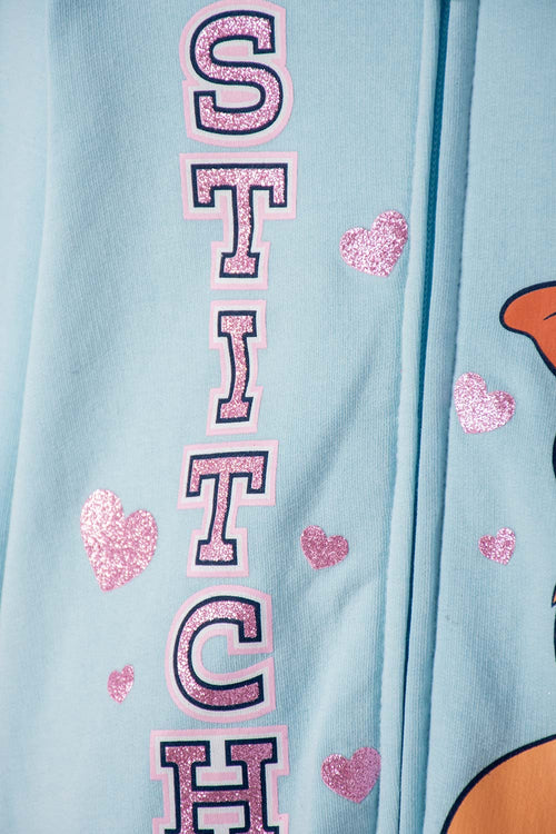 BUZO DE STITCH Y CAPYBARA AZUL PARA NIÑA 2T A 6T