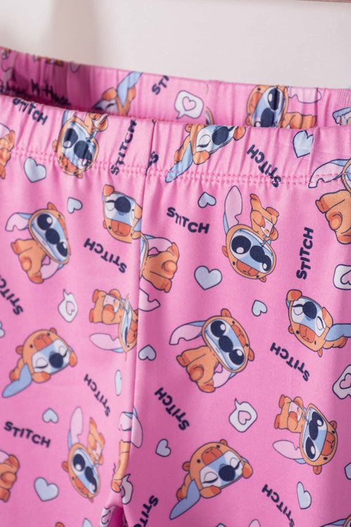 PIJAMA DE STITCH Y CABYBARA PANTALÓN LARGO MULTICOLOR PARA NIÑA