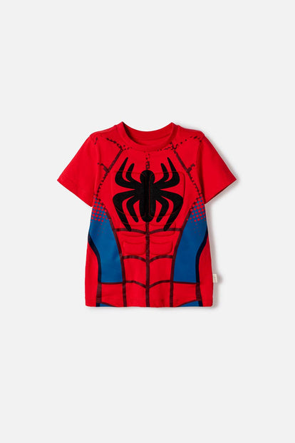 CAMISETA DE SPIDEY MANGA CORTA ROJA PARA NIÑO 2T A 6T