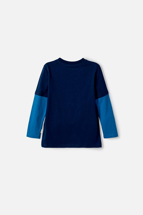 CAMISETA DE SPIDERMAN MANGA LARGA AZUL PARA NIÑO 2T A 6T