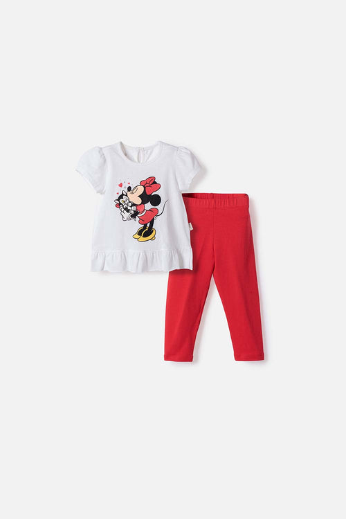 CONJUNTO DE MINNIE MOUSE CON LEGGINS MULTICOLOR PARA NIÑA 2T A 6T
