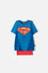 CAMISETA DE SUPERMAN CON CAPA AZUL Y ROJO PARA NIÑO 2T A 6T