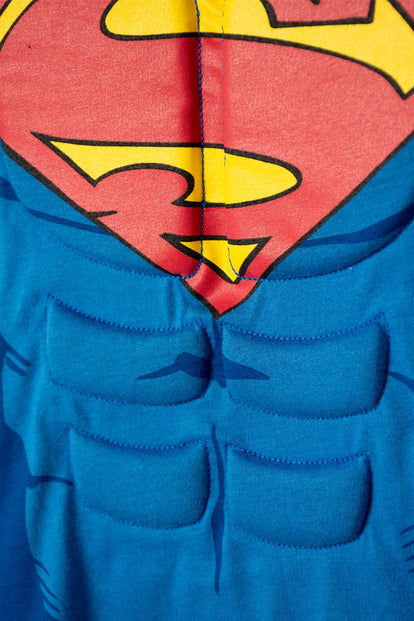 CAMISETA DE SUPERMAN CON CAPA AZUL Y ROJO PARA NIÑO 2T A 6T