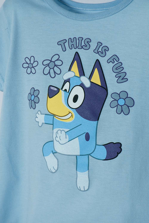 CAMISETA DE BLUEY MANGA CORTA AZUL PARA NIÑA 2T A 6T