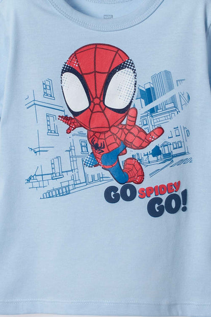 CAMISETA DE SPIDEY MANGA CORTA AZUL PARA NIÑO 2T A 6T