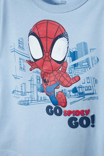 CAMISETA DE SPIDEY MANGA CORTA AZUL PARA NIÑO 2T A 6T