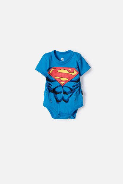 BODY DE SUPERMAN MANGA CORTA AZUL PARA BEBÉ NIÑO