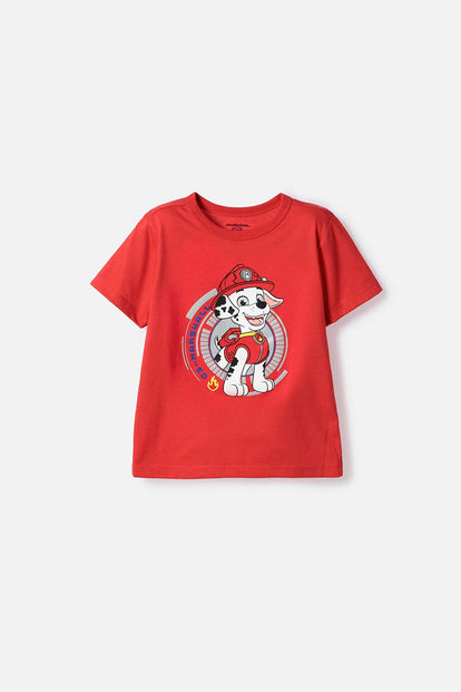 CAMISETA DE PAW PATROL MANGA CORTA ROJO PARA NIÑO