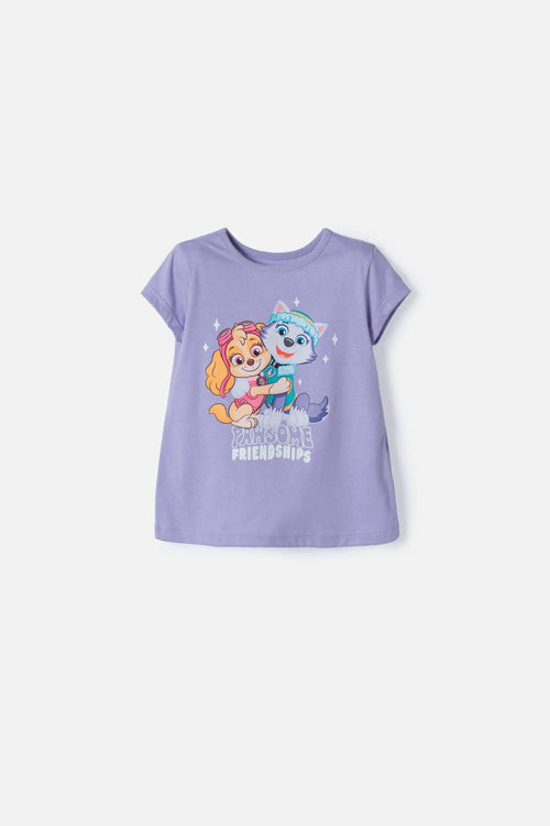 CAMISETA DE PAW PATROL MANGA CORTA LILA PARA NIÑA 2T A 6T
