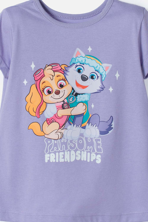 CAMISETA DE PAW PATROL MANGA CORTA LILA PARA NIÑA 2T A 6T
