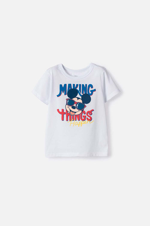 CAMISETA DE MICKEY MOUSE MANGA CORTA BLANCO PARA NIÑO 2T A 6T