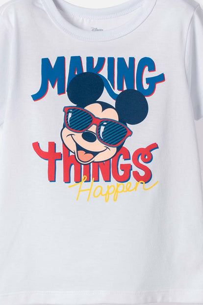 CAMISETA DE MICKEY MOUSE MANGA CORTA BLANCO PARA NIÑO 2T A 6T