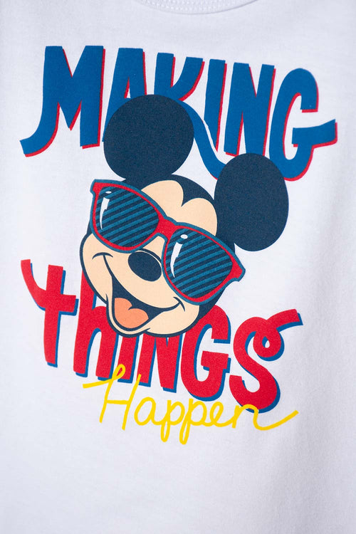 CAMISETA DE MICKEY MOUSE MANGA CORTA BLANCO PARA NIÑO 2T A 6T