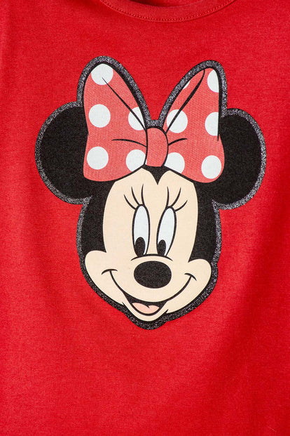 CAMISETA DE MINNIE MOUSE MANGA CORTA ROJO PARA NIÑA 2T A 6T