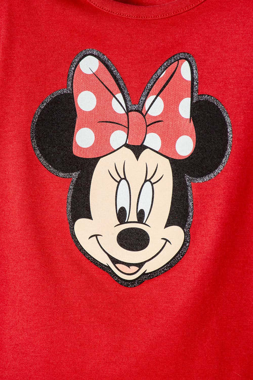 CAMISETA DE MINNIE MOUSE MANGA CORTA ROJO PARA NIÑA 2T A 6T