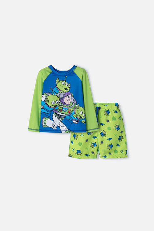 CONJUNTO DE BAÑO DE TOY STORY VERDE Y AZUL PARA NIÑO 3T A 6T