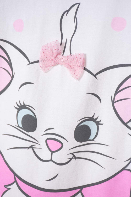 CAMISETA GATA MARIE MANGA CORTA BLANCO PARA NIÑA 2T A 6T