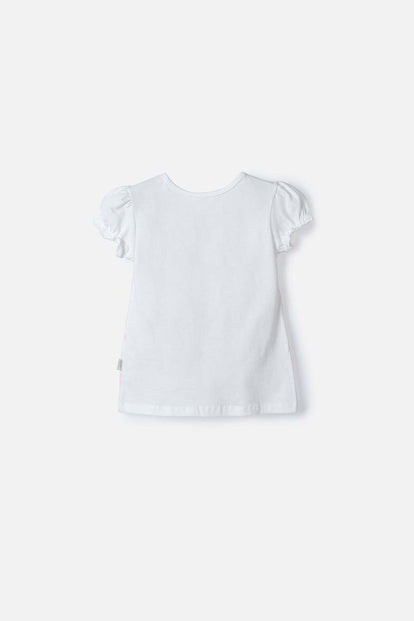 CAMISETA GATA MARIE MANGA CORTA BLANCO PARA NIÑA 2T A 6T