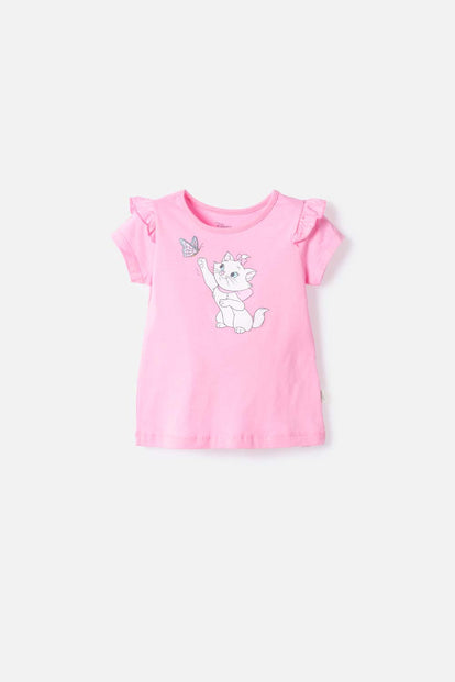 CAMISETA GATA MARIE ROSADA PARA NIÑA 2T A 6T
