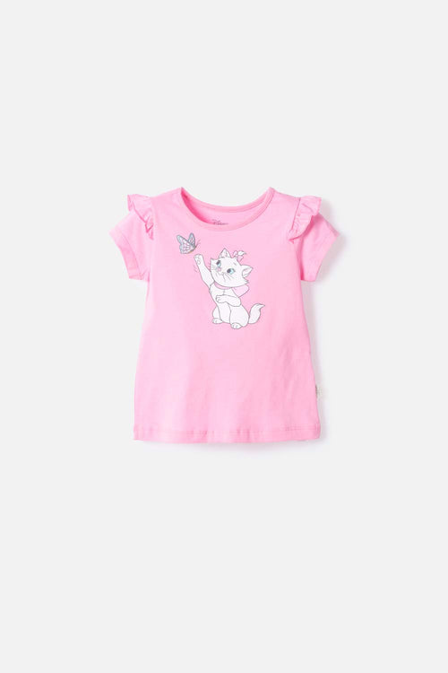CAMISETA GATA MARIE ROSADA PARA NIÑA 2T A 6T