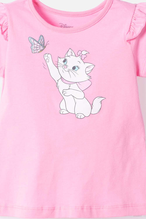 CAMISETA GATA MARIE ROSADA PARA NIÑA 2T A 6T