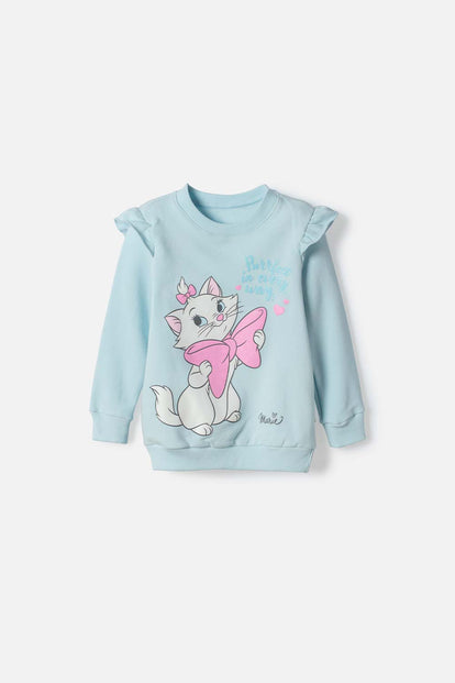 BUZO GATA MARIE CERRADO AZUL PARA NIÑA 2T A 6T