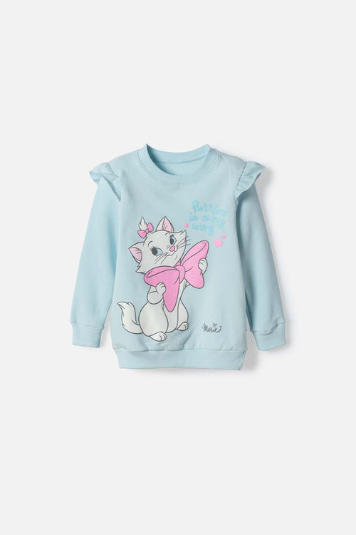 BUZO GATA MARIE CERRADO AZUL PARA NIÑA 2T A 6T