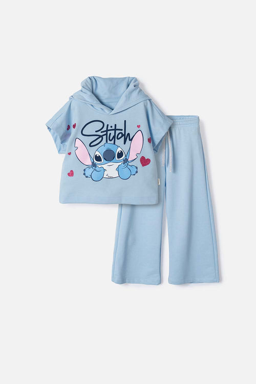 CONJUNTO DE STITCH PANTALÓN LARGO AZUL PARA NIÑA 2T A 6T