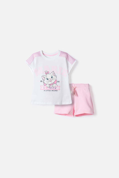 CONJUNTO DE LA GATA MARIE EN SHORT MULTICOLOR PARA NIÑA 2T A 6T