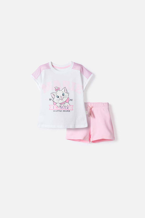 CONJUNTO DE LA GATA MARIE EN SHORT MULTICOLOR PARA NIÑA 2T A 6T