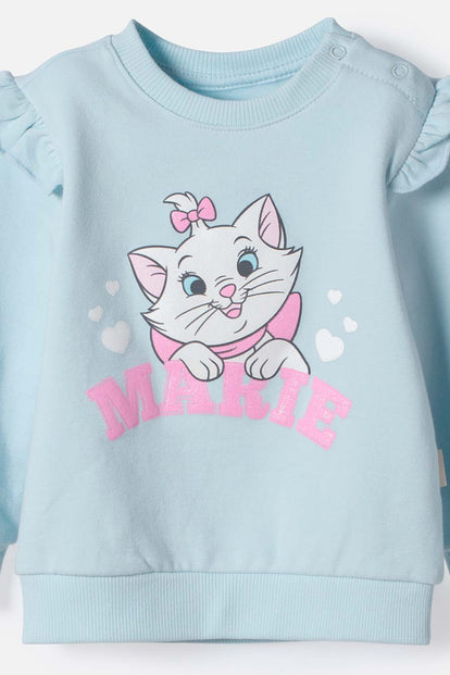 CONJUNTO DE LA GATA MARIE CON JOGGER AZUL PARA BEBÉ NIÑA