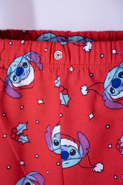 PIJAMA DE STITCH PANTALÓN LARGO BLANCO Y ROJO PARA BEBÉ UNISEX