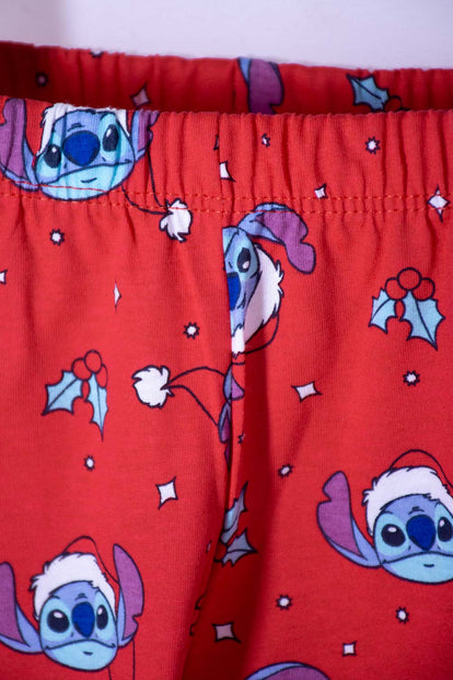 PIJAMA DE STITCH PANTALÓN LARGO BLANCO Y ROJO UNISEX