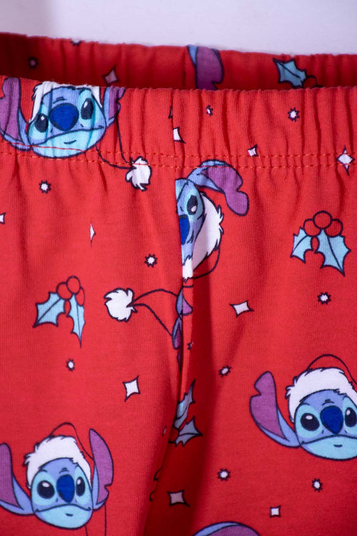PIJAMA DE STITCH PANTALÓN LARGO BLANCO Y ROJO UNISEX