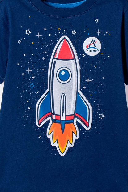 CAMISETAS DE LA NASA MANGA CORTA AZUL PARA NIÑO 2T A 6T