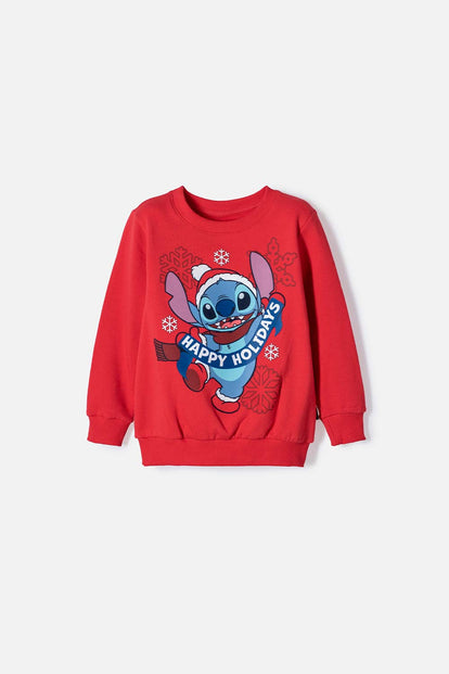 BUZO DE STITCH CERRADO ROJO UNISEX PARA NIÑO 2T A 6T