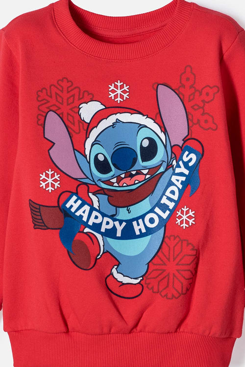 BUZO DE STITCH CERRADO ROJO UNISEX PARA NIÑO 2T A 6T