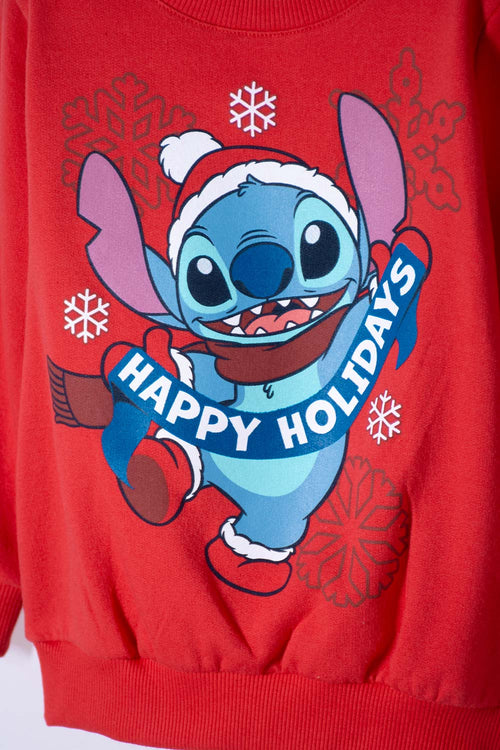 BUZO DE STITCH CERRADO ROJO UNISEX PARA NIÑO 2T A 6T