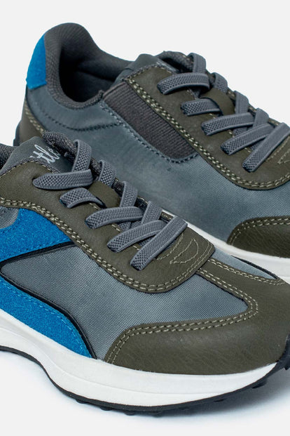  TENIS DE  LITTLEMIC GRIS Y AZUL PARA NIÑO
