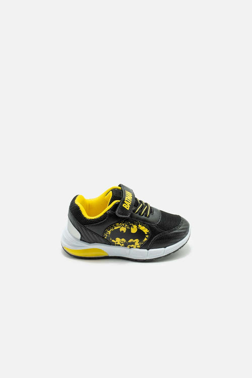 TENIS CON LUCES DE BATMAN NEGROS Y AMARILLOS PARA NIÑO