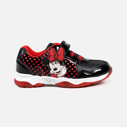TENIS CON LUCES PARA NIÑA, ROJO/NEGRO DE MINNIE MOUSE