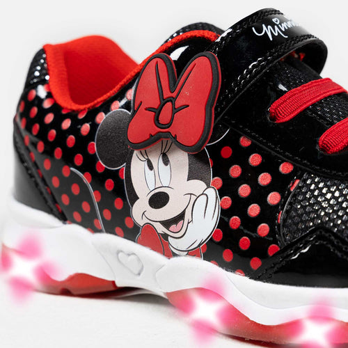 Card slide image -  TENIS CON LUCES PARA NIÑA, ROJO/NEGRO DE MINNIE MOUSE