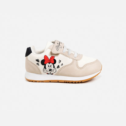 TENIS DE MINNIE MOUSE BLANCO Y BEIGE PARA NIÑA
