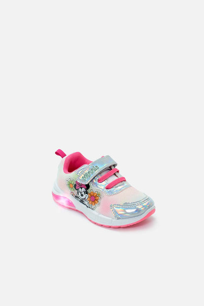 TENIS CON LUCES DE MINNIE MOUSE BLANCO Y ROSADO PARA NIÑA