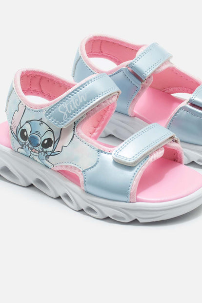 SANDALIA CON LUCES DE STITCH AZUL Y ROSADA PARA NIÑA