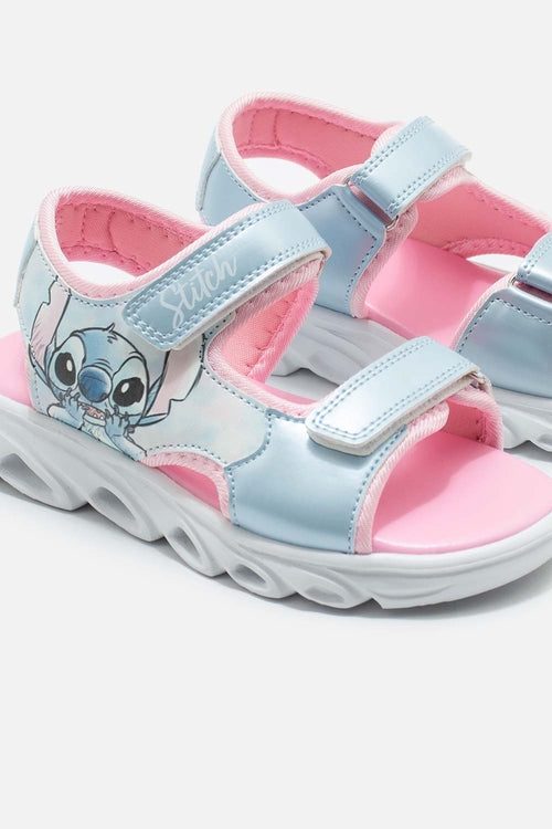 SANDALIA CON LUCES DE STITCH AZUL Y ROSADA PARA NIÑA